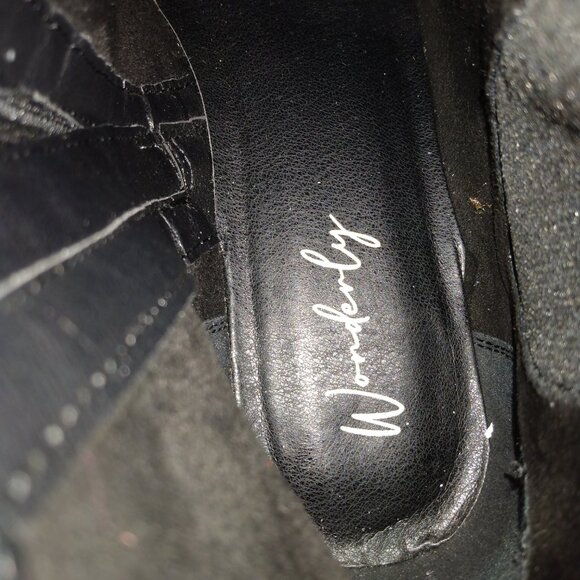 Wonderly Hannah Black Faux Leather Side Zip Ankle Boots Size 8 - Picture 7 of 7